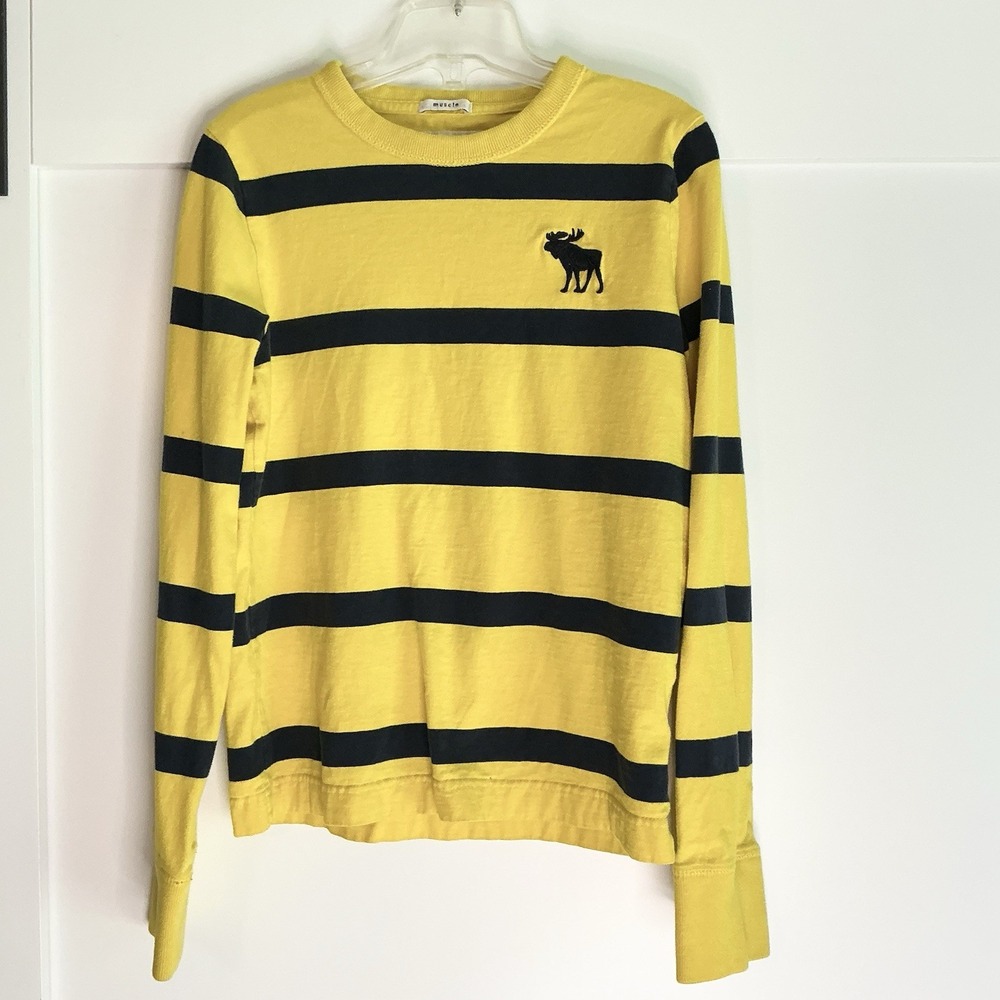 Abercrombie & Fitch Muscle Long Sleeve Striped T-Shirt Kids Size Large Preppy